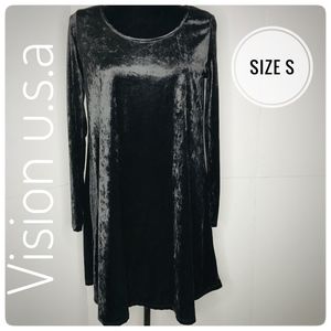 Sold****VISION USA VELVET  BLACK DRESS